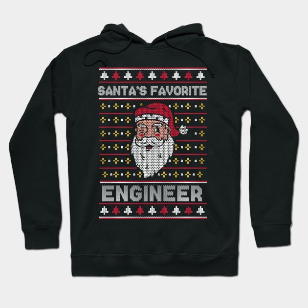 Santa's Favorite Engineer // Funny Ugly Christmas Sweater // Engineer Holiday Xmas Hoodie by Now Boarding